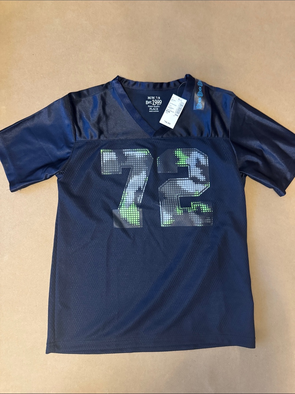The Children's Place Navy Mesh Jersey Tee with Green Accents Sport Soccer